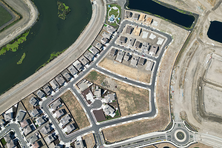 Aerial photo of the development construction.