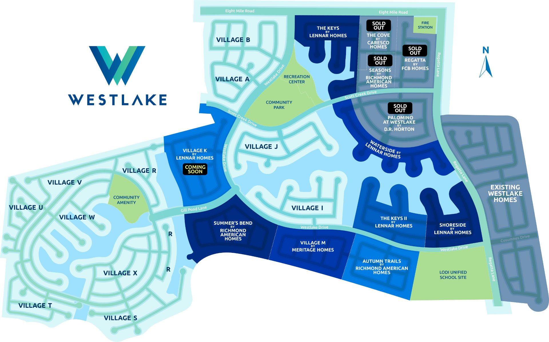 The Westlake community sitemap.